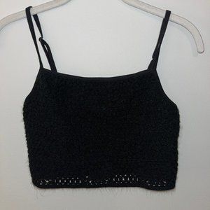 Cropped Black Knit Tank Top